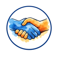 Watercolor illustration of two hands shaking in partnership