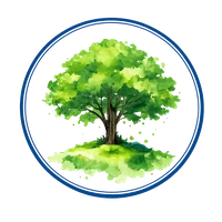 Watercolor illustration of a single green tree