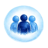 Watercolor icon of a group of community members