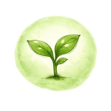 Watercolor icon of a green leaf