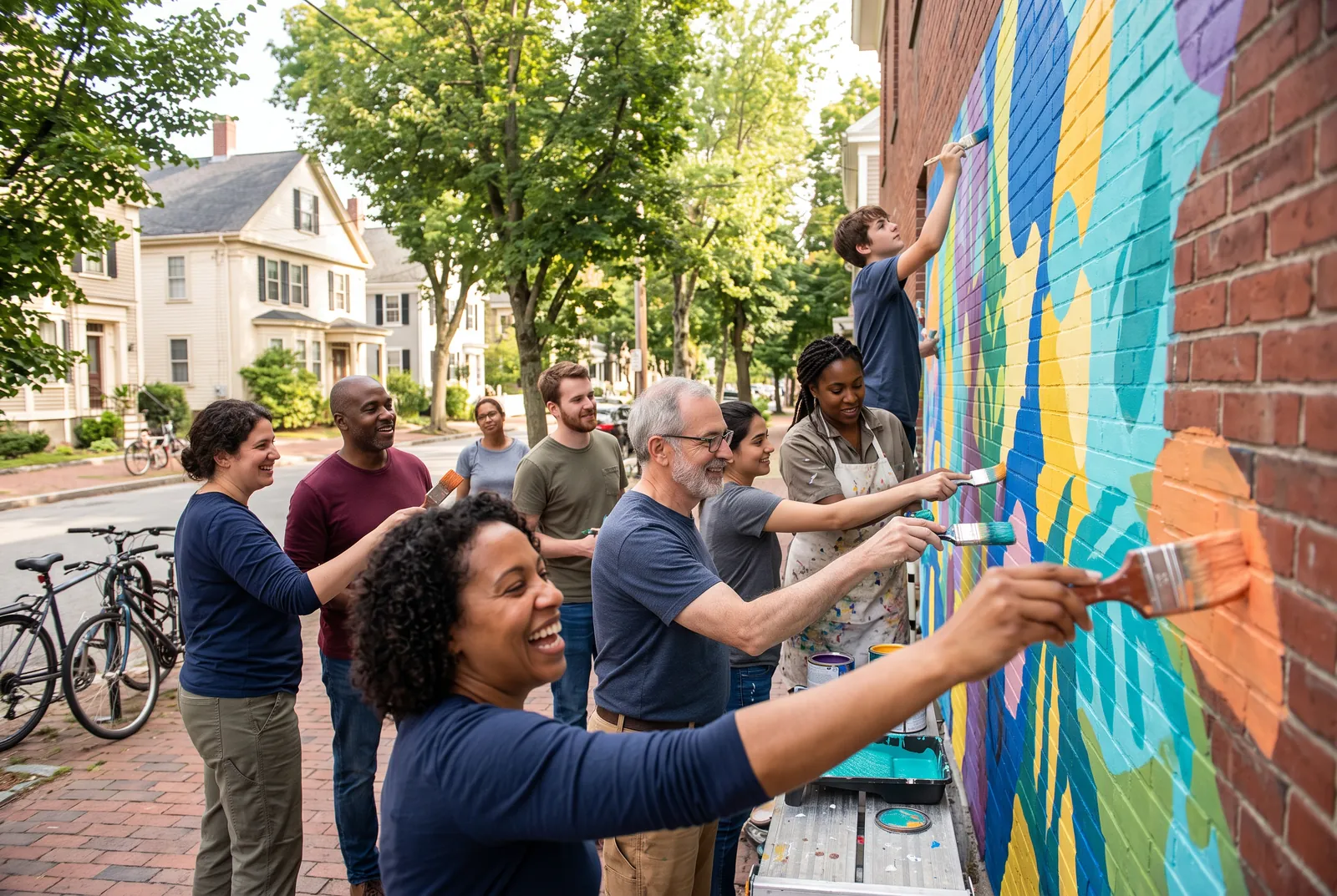 Community Mural Project — Painting the mural together